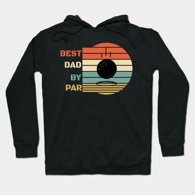 Best Dad By Par Design - Golfing Vintage Sunset - Funny Golfing Design - Golfer Design - Father's Day Gift Hoodie by WassilArt